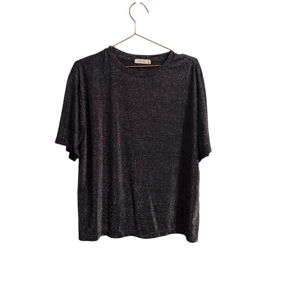 Mod Ref Black Sparkle Shirt Size Medium Shimmer Top